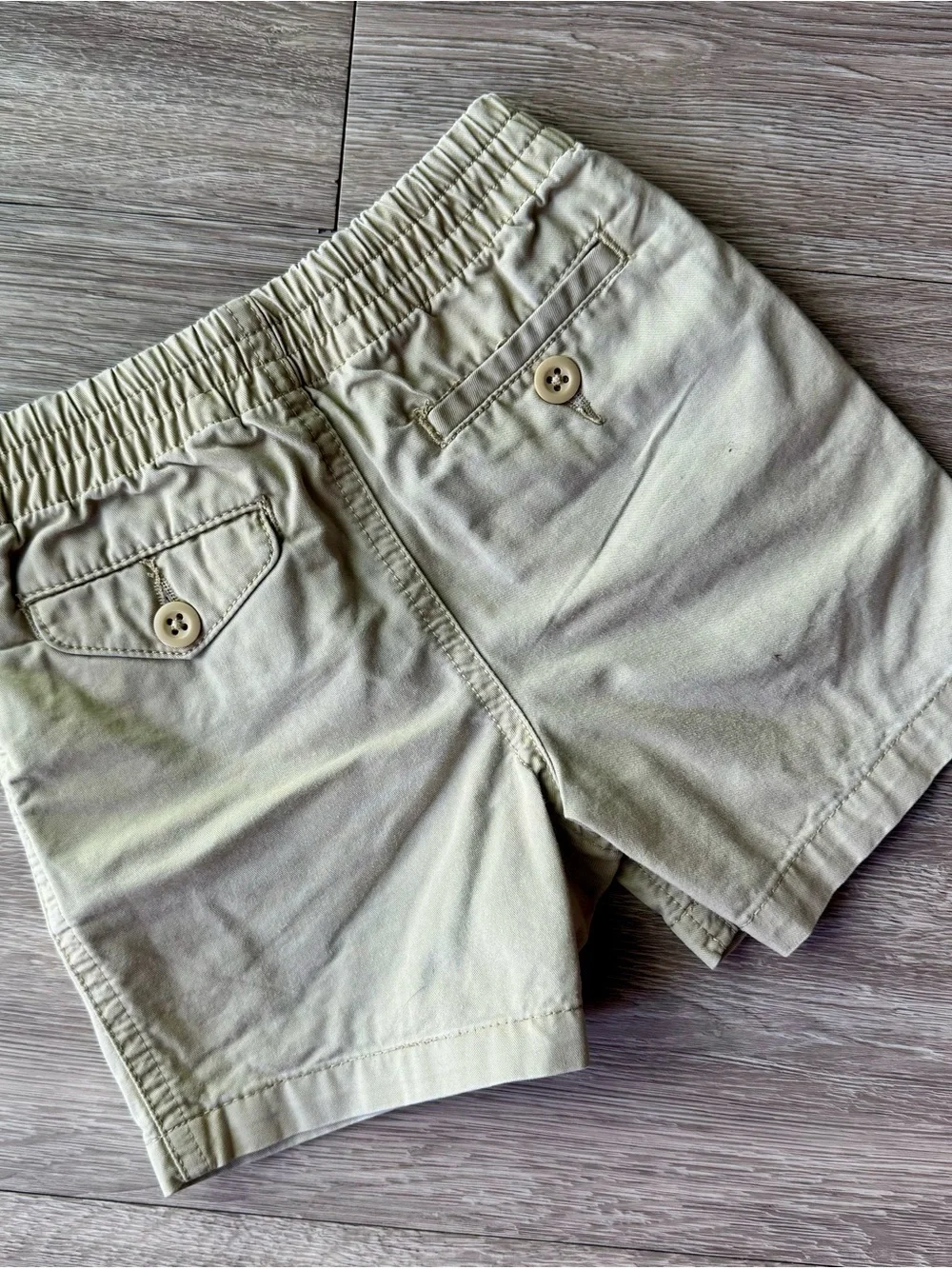 Ralph Lauren Light Khaki Elastic-Waist Cotton Bermuda Shorts